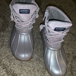 Toddler girl silver duck boots